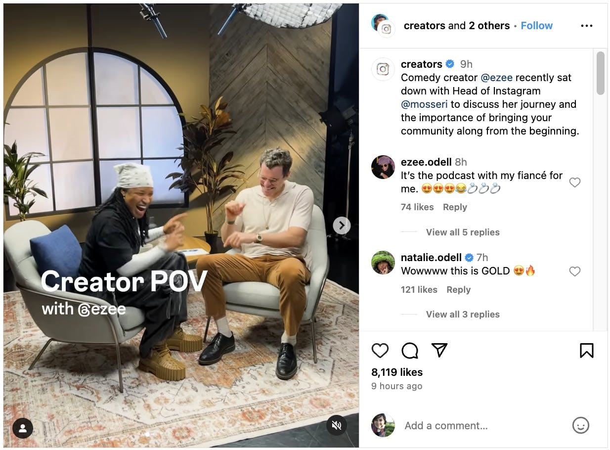 Creator POV interview series on Instagram