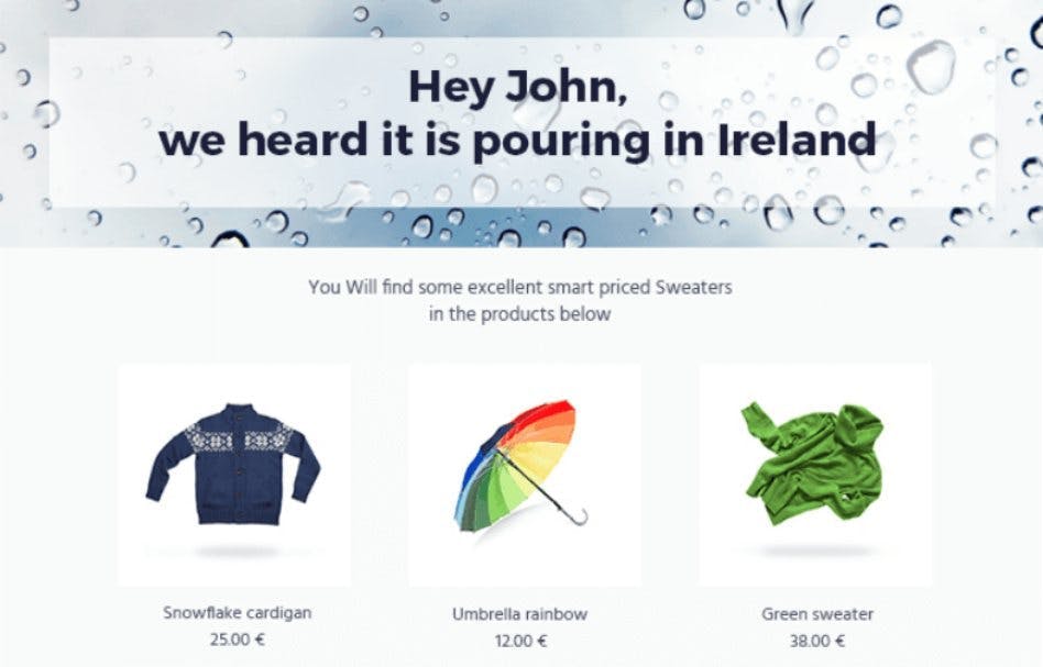 ad in Ireland that echoed the rainy weather