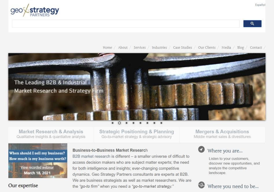 Geo Strategy Partners' website