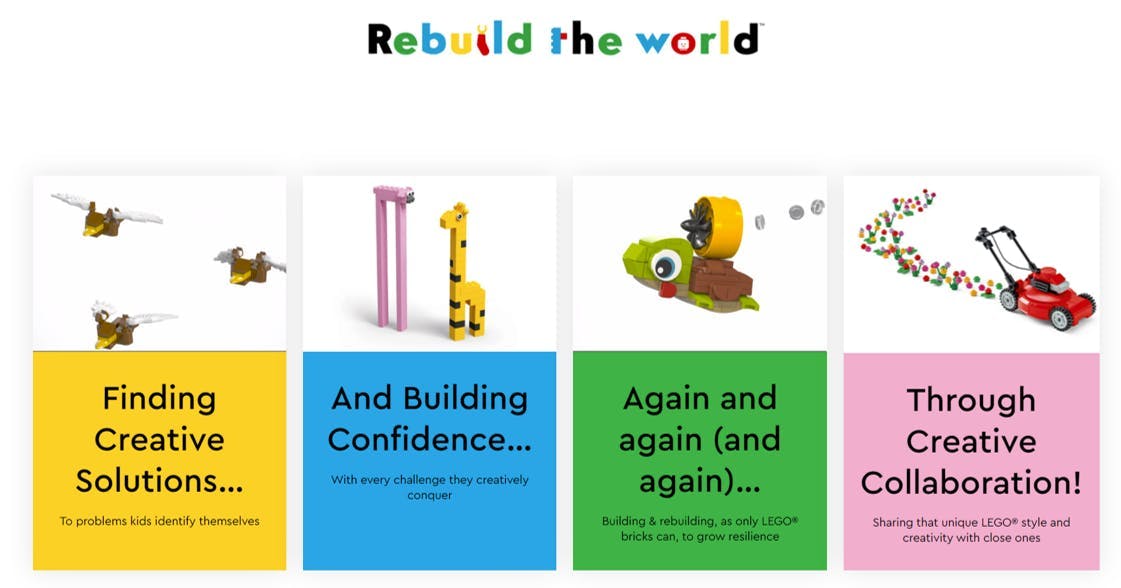 Lego's rebuild the world campaign.