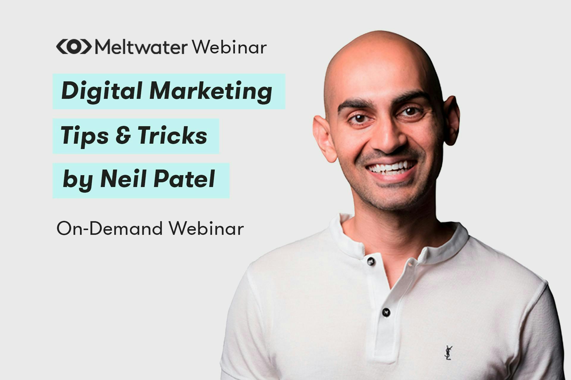 Digital Marketing Tips & Tricks by Neil Patel On-demand webinar banner