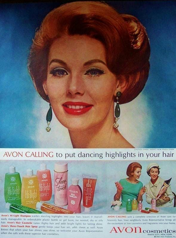 An illustrated advertisement for Avon 