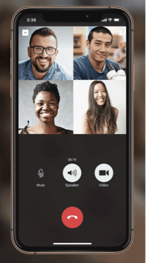 Image of a Wechat on a phone between four people