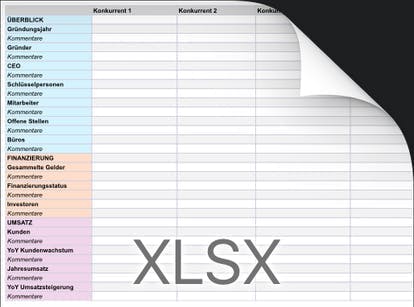 Man sieht das Vorschaubild für die Konkurrenzanalyse-Vorlage in Excel zum kostenlosen Download.
