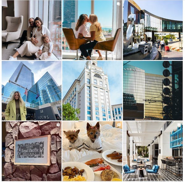 Loews Hotels images with the hashtag WelcomingYouLikeFamily as part of a UGC campaign