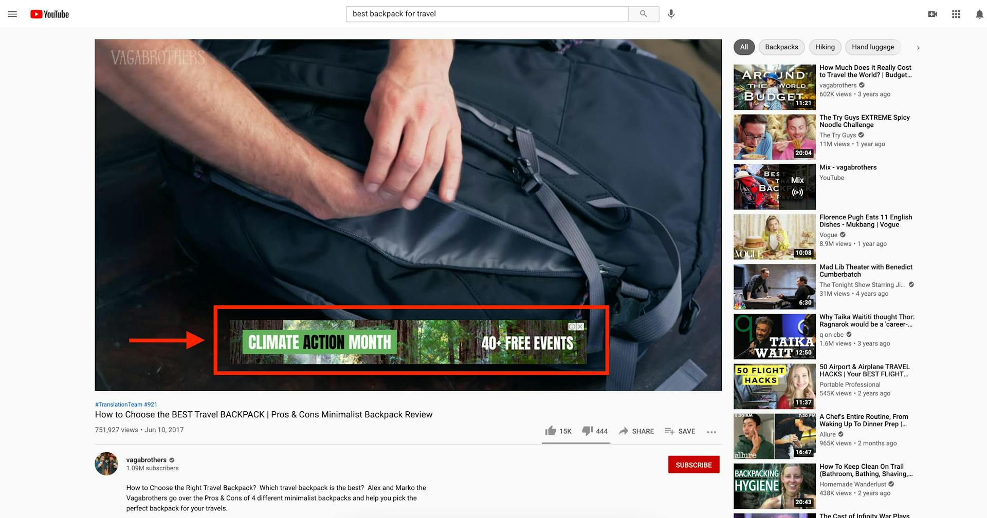 Photo showing example of an overlay ad on a YouTube video