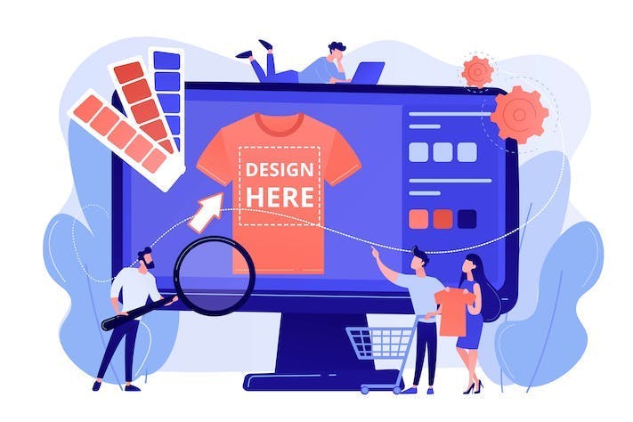 Illustration einer T-shirt Design Website