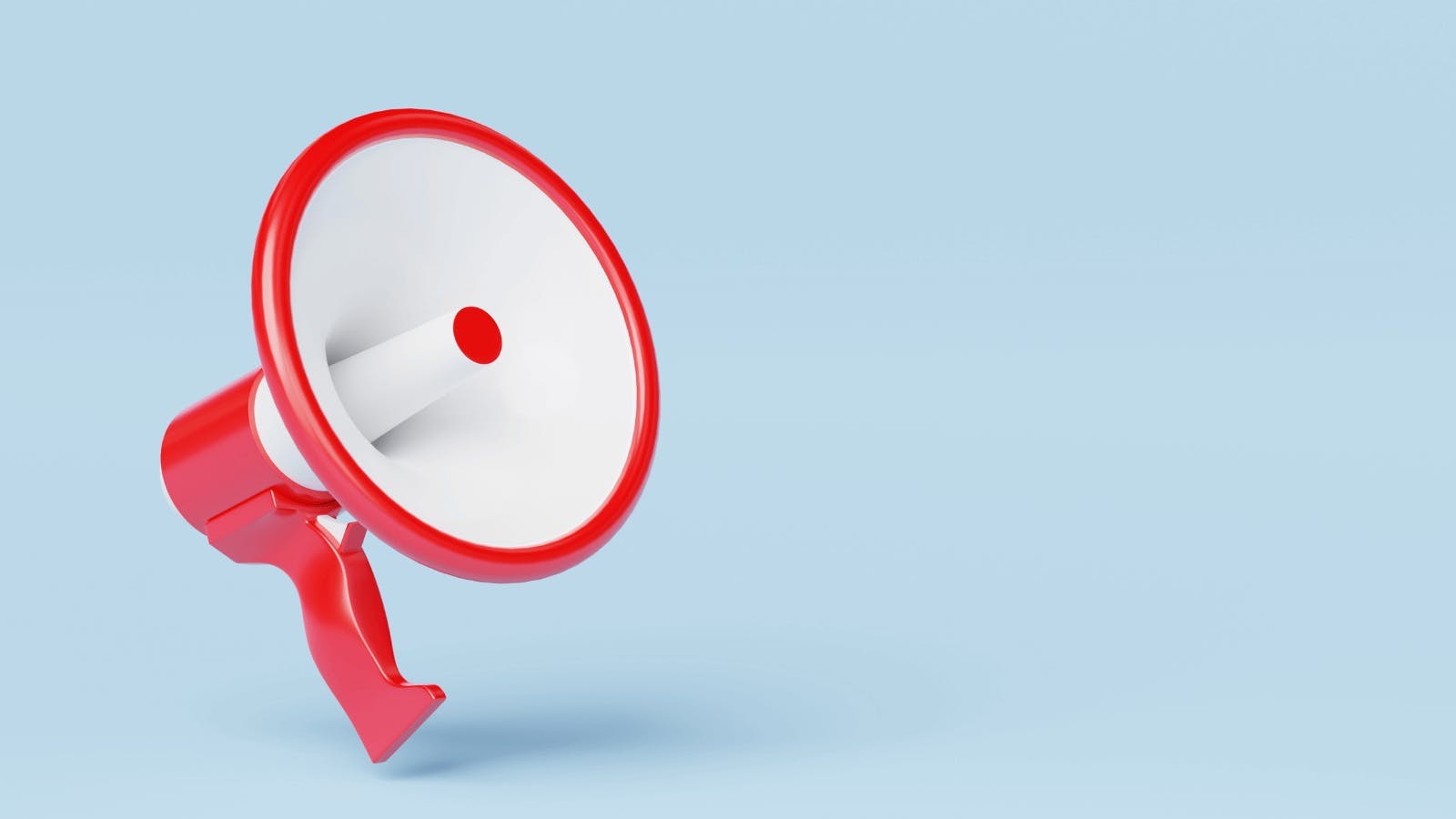 Image of a red megaphone placed on a blue background