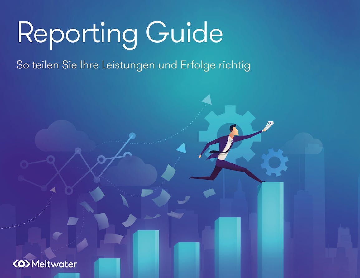 Man sieht das Cover des Meltwater Reporting Guides, den es als kostenlosen Download gibt.
