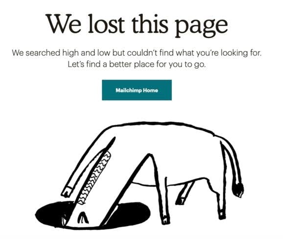 Kuvakaappaus kustomoidusta 404-sivusta