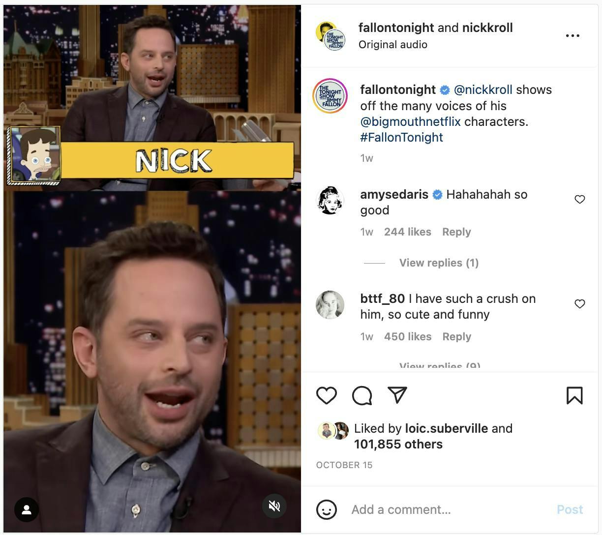 Collaborative Reels example of Jimmy Fallon and Nick Kroll