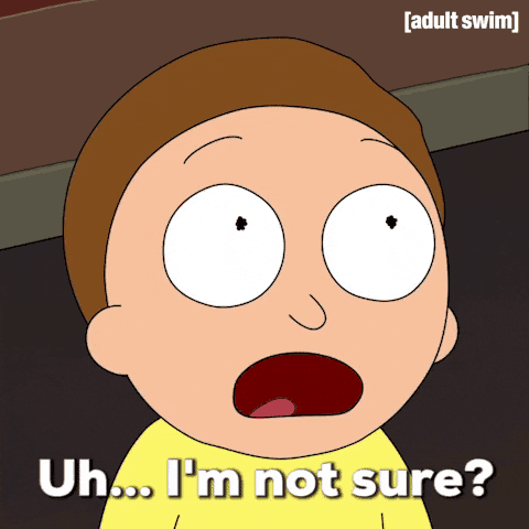  A gif showing Morty from the series Rick and Morty saying Uh, I’m not sure