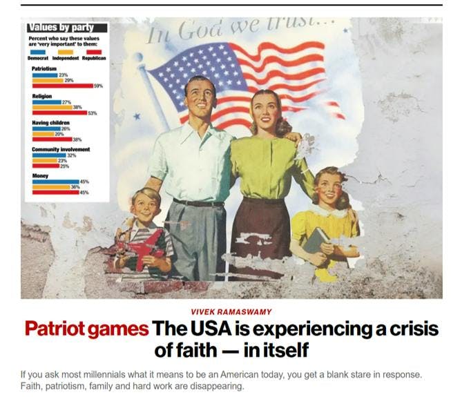 Patriot games: The USA is experiencing a crisis of faith - in itself.