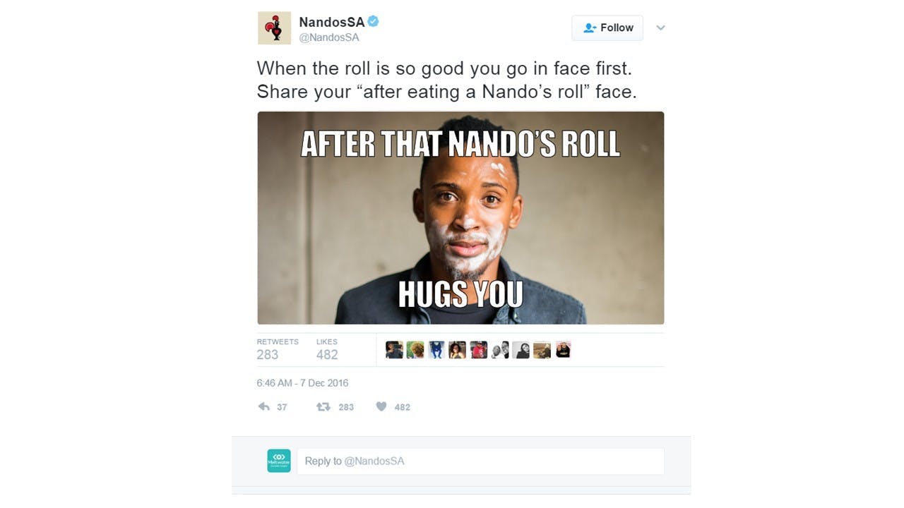 Nandos encourages audiences to interact with their micro-campaigns on Twitter