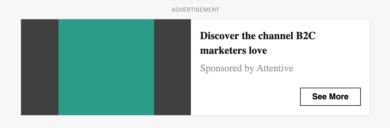 A retargeting ad from Alternative featuring the offer to "Discover the channel B2C marketers love"
