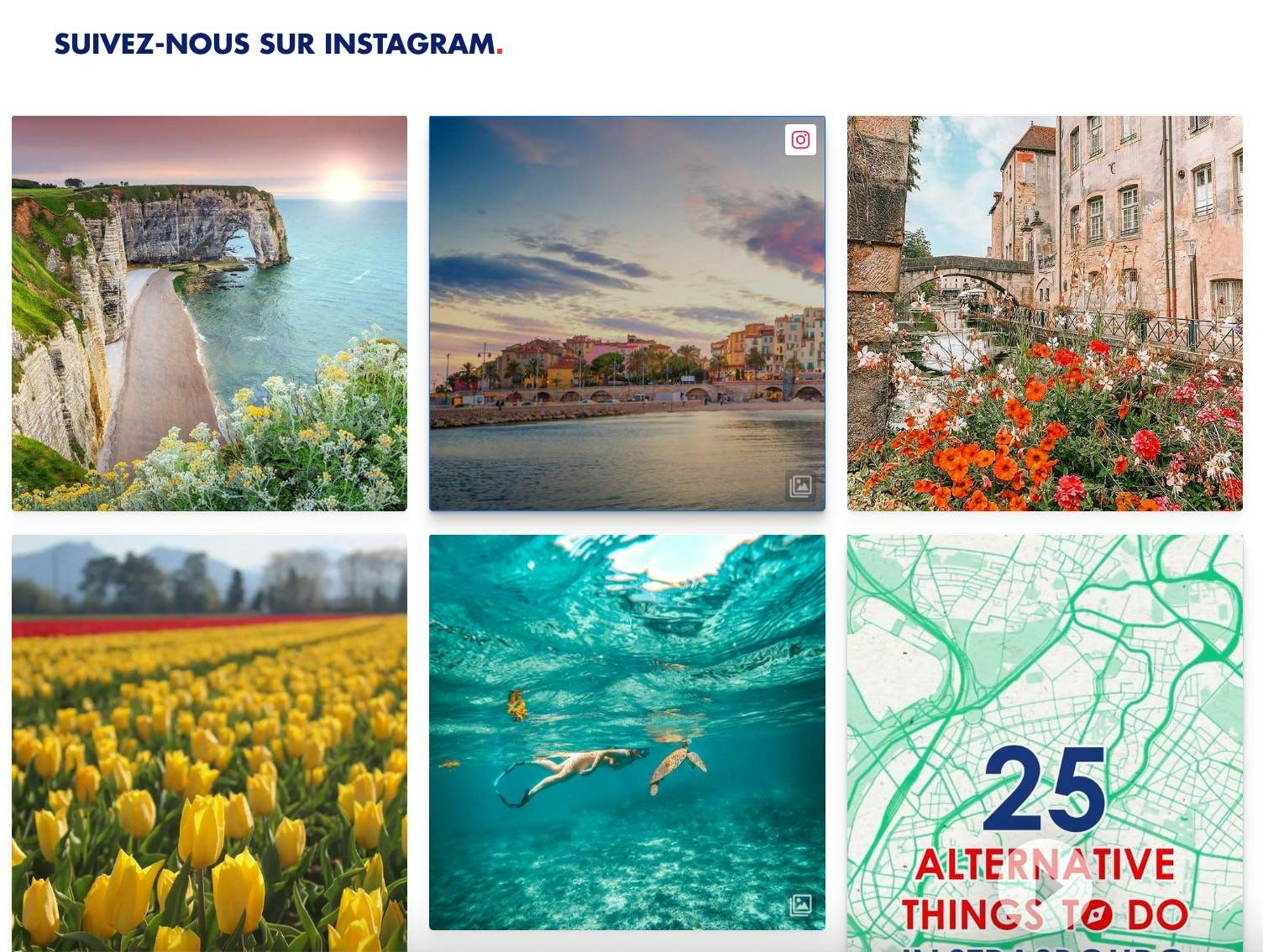 Social wall du site france.fr avec photos de leur compte Instagram