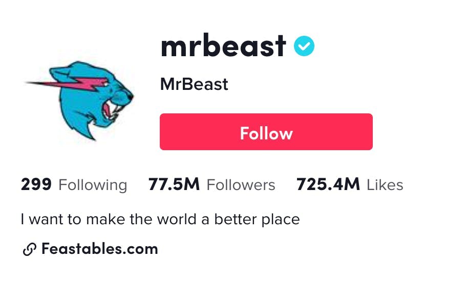 Mr Beast TikTok page