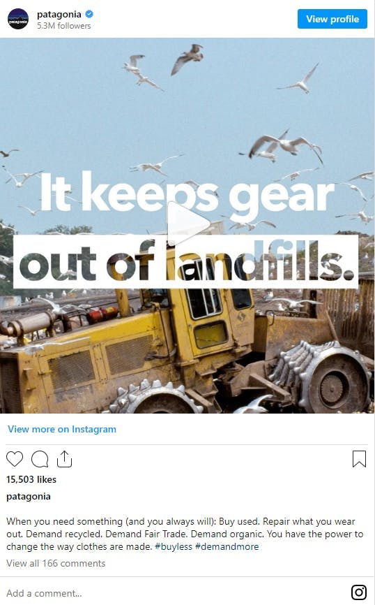Screenshot of Patagonia's Instagram feed
