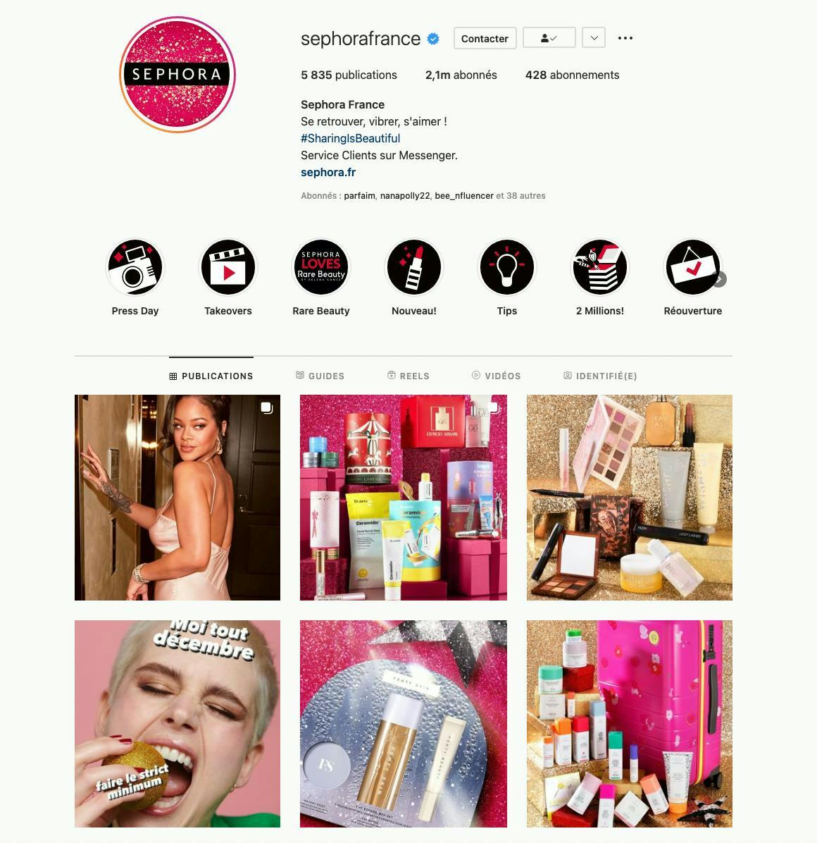 Capture Instagram du cas Sephora France