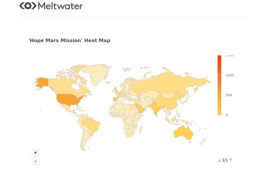 meltwater heat map on hope mars mission