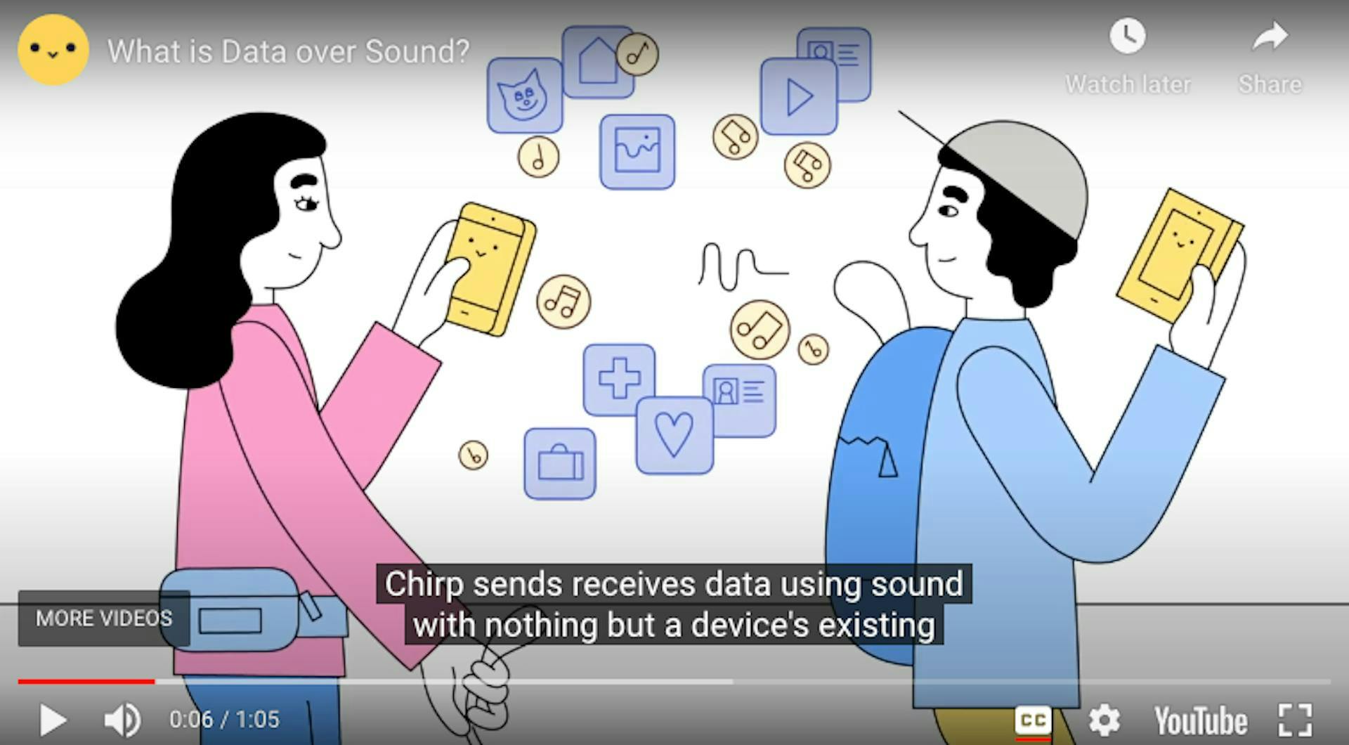 Chirp's animated explainer video discusses how apps can send and receive information through sound