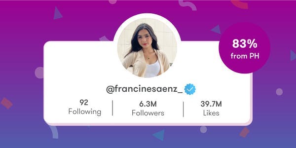 An image of Francine Diaz and her stats on following, followers and likes.