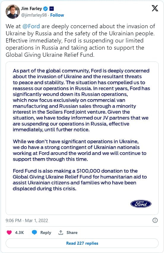 Ford Ukraine Instagram post