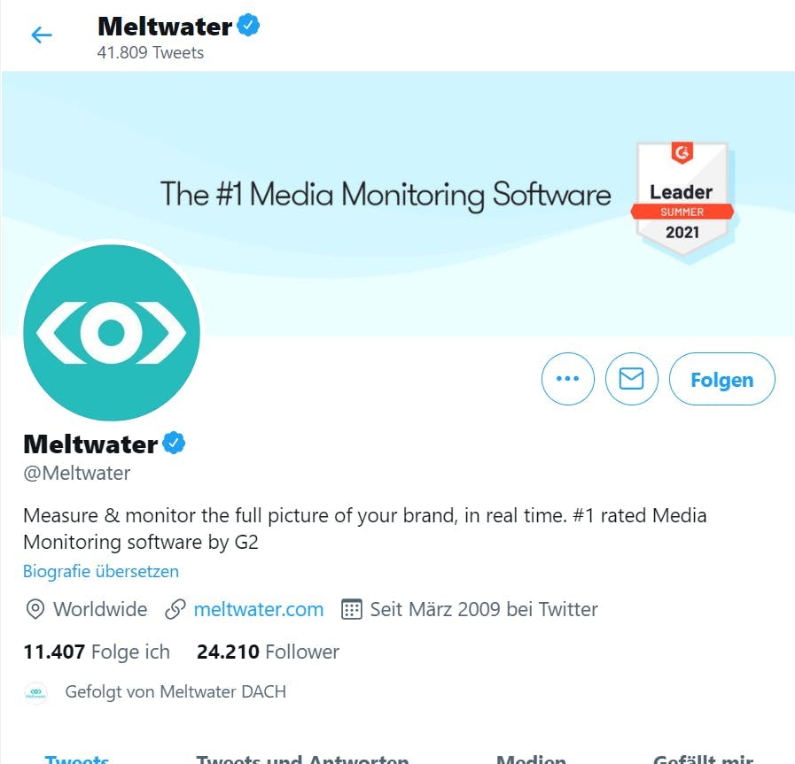 Banner vom Meltwater Twitter Account