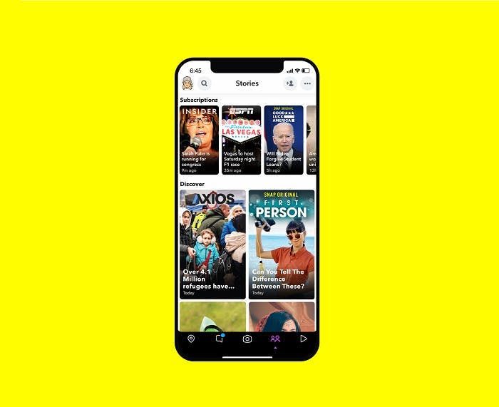 Gelber Hintergrund, Iphone, Snapchat App