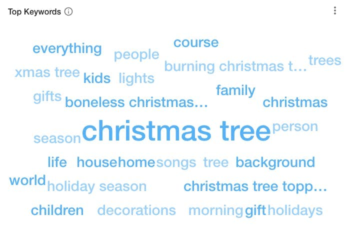 Top Keywords in Posts zum Thema Weihnachtsbäume