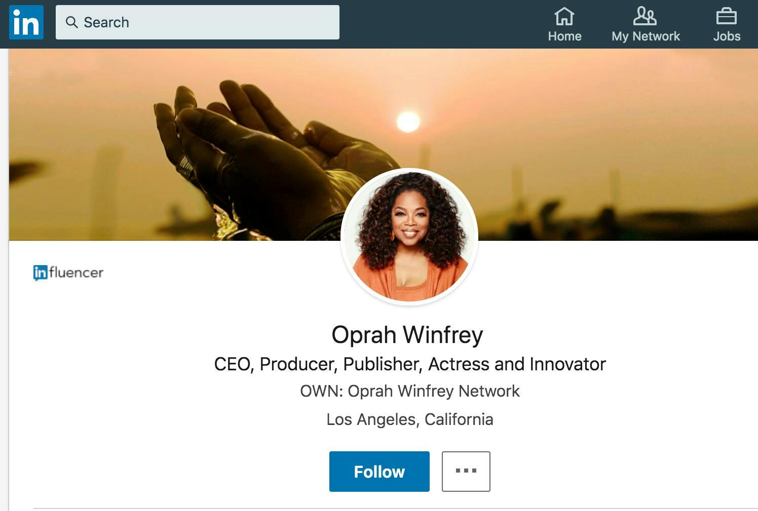 Oprah Winfrey's LinkedIn profile