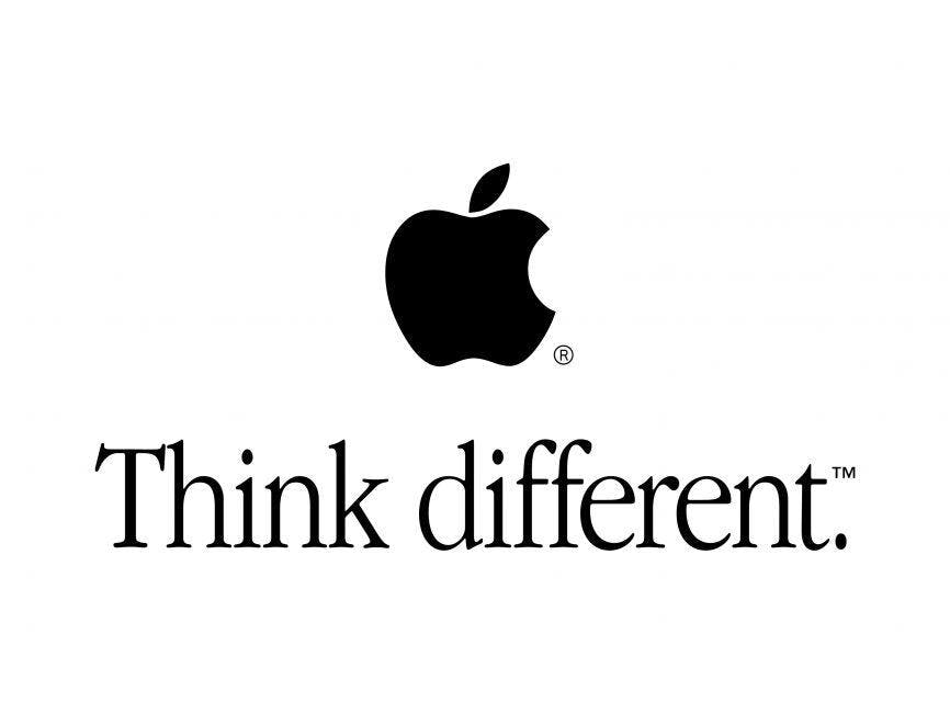 Apple Logo mit dem Satz: Think different.