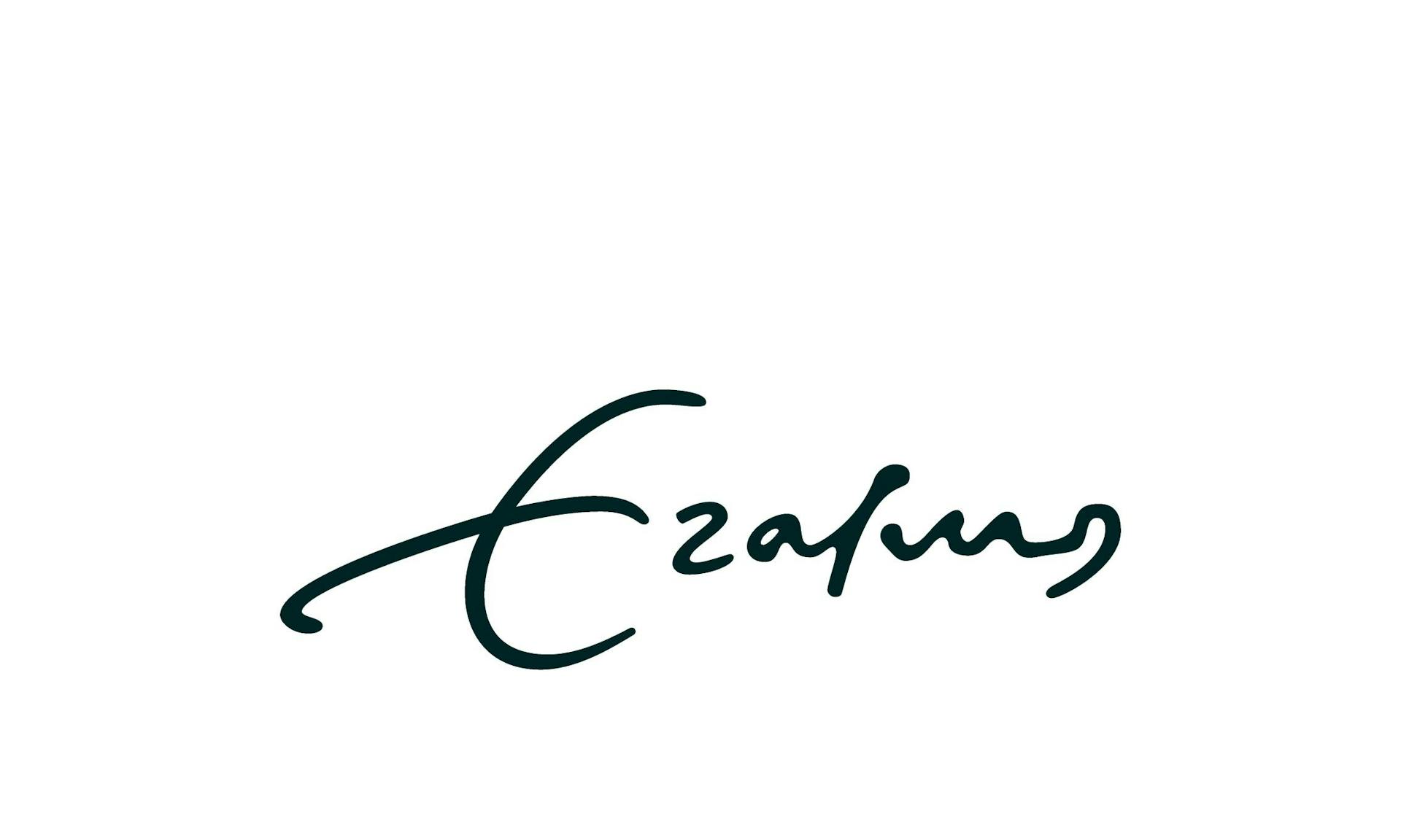 Het logo van de Erasmus Universiteit. Dit is het woord Erasmus geschreven in het handschrift van Erasmus zelf. Zo laat de universiteit zien dat ze weten waar ze vandaan komen en wie ze zijn. Verder komen deze kleuren ook terug in hun andere communicatie.
