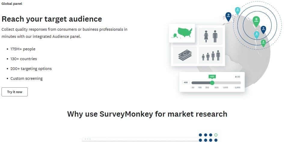 SurveyMonkey market research tool screenshot