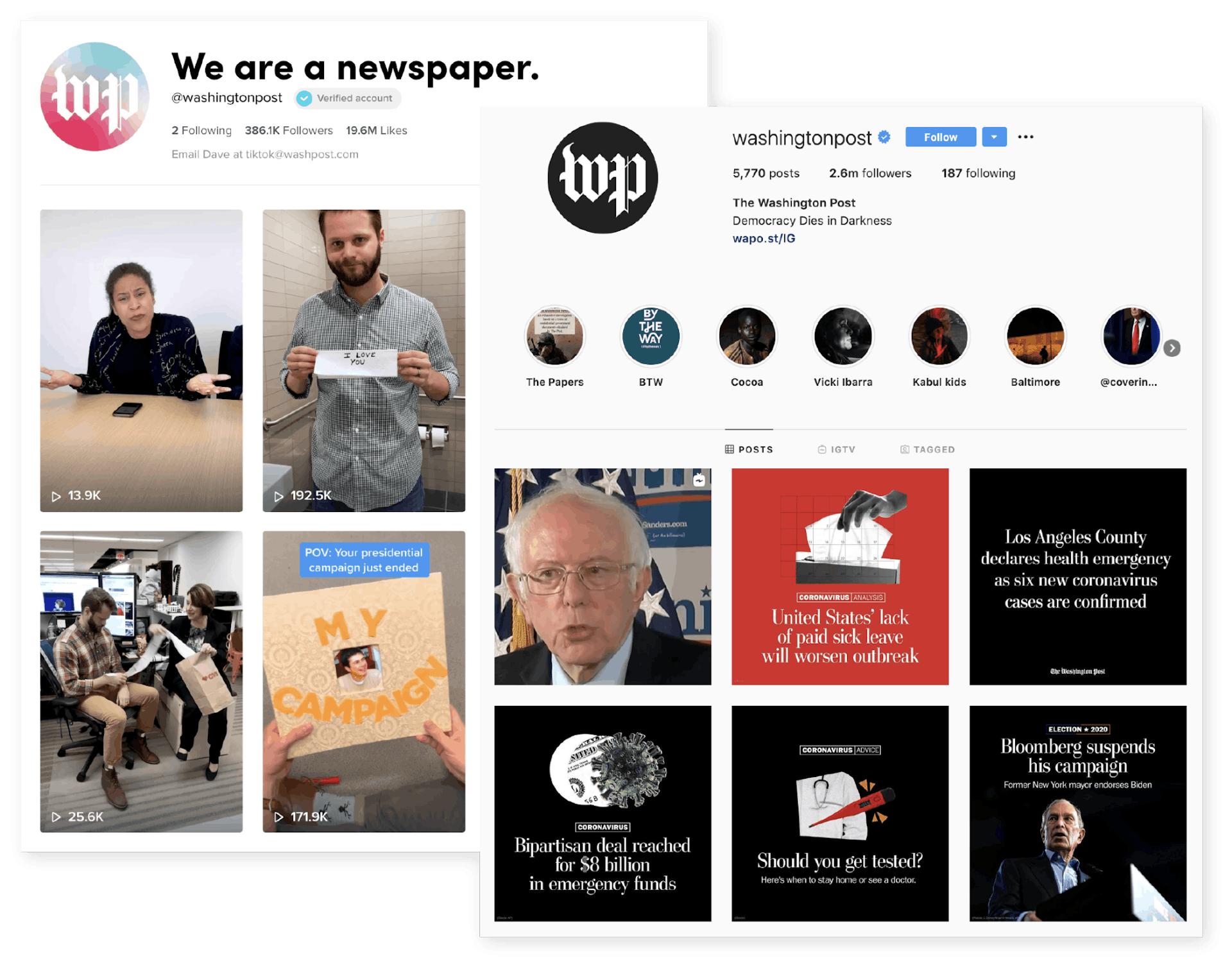 TikTok und Instagram der Profil Washington Post