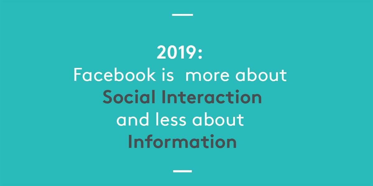 social media trends 2019 stats Facebook is more about Social interaction and less about information