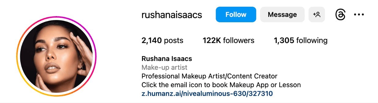 Top beauty influencers in South Africa: Rushana Isaacs Instagram Profile