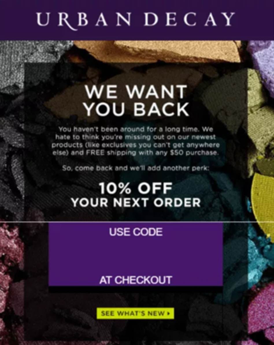 Example of Urban Decay using segmentation for their email marketing