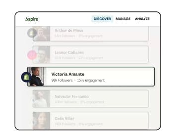 Aspire influencer management tool screenshot