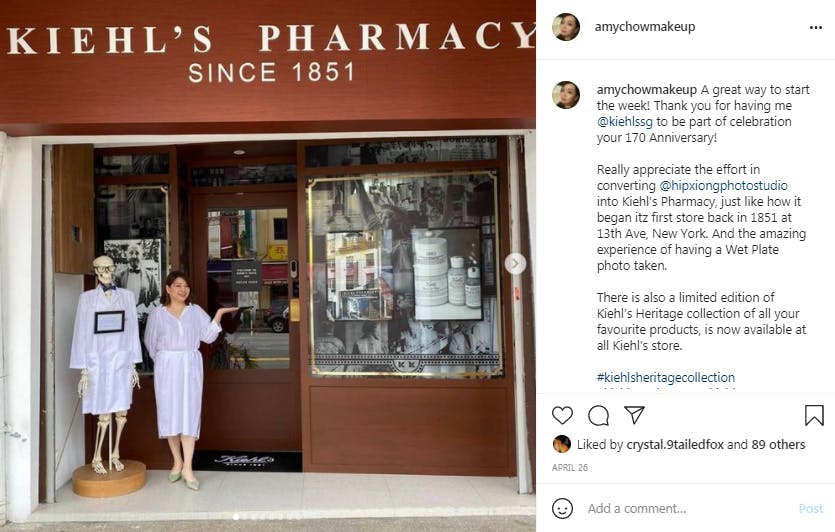Nano influencer Amy Chow in front of Kiehl store
