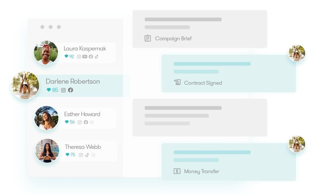 Klear screenshot of an influencer campaign workflow