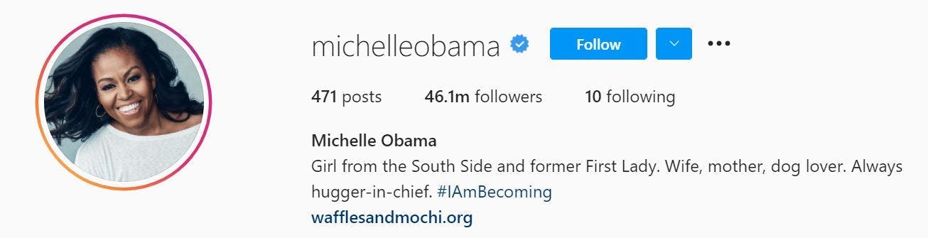 michelle obama instagram profile picture