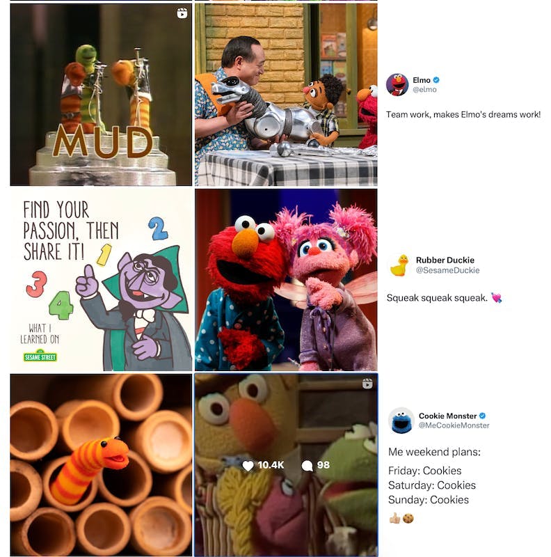 Screenshot of Sesame Street Instagram profile