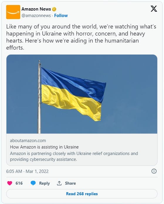 Amazon Ukraine Instagram post