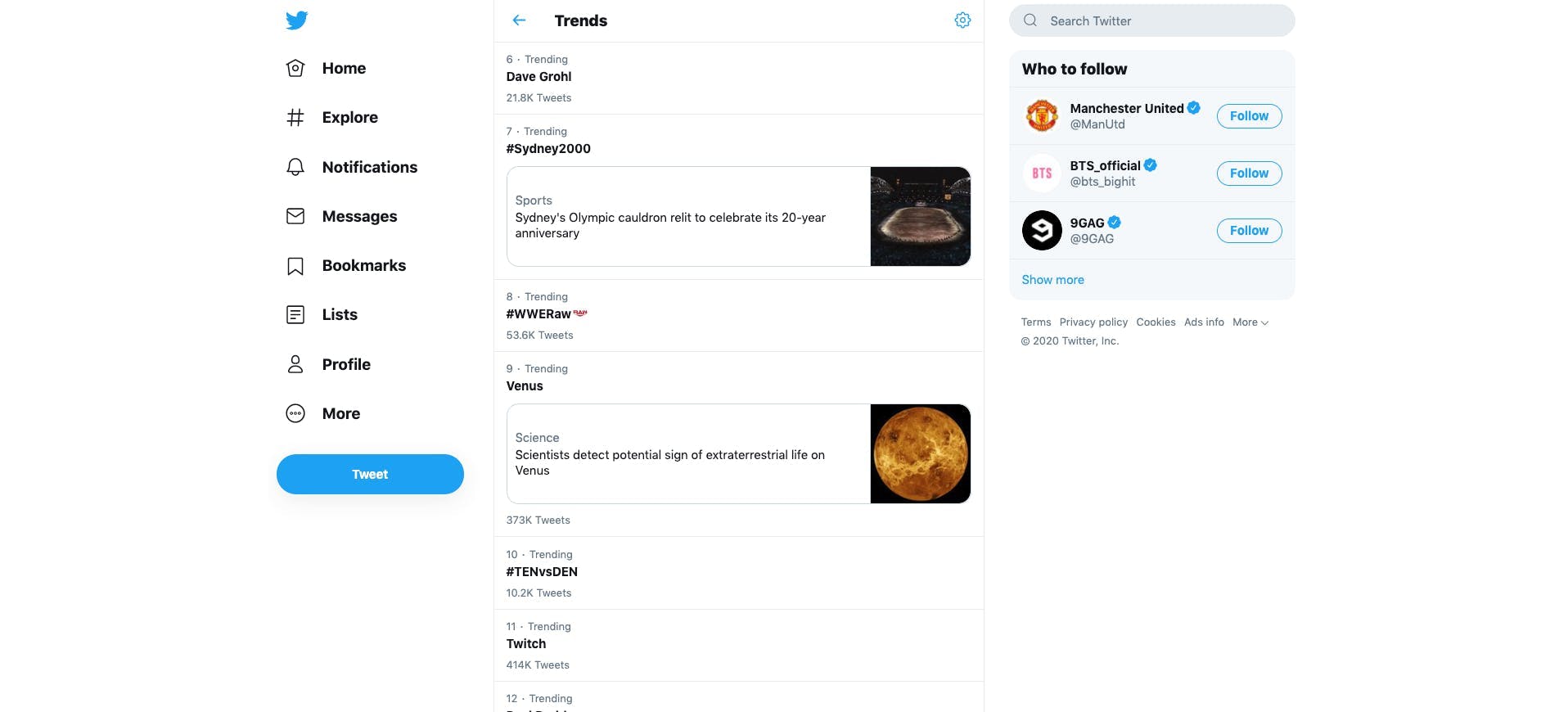 Top Trends auf Twitter beinhalten sowohl Themen als auch Hashtags