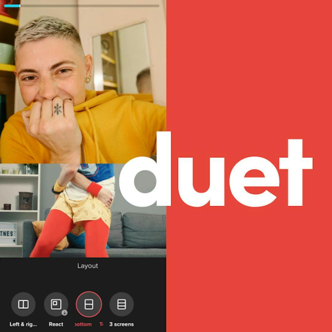 TikTok promotes its new Duet layouts that enable more than two people to appear in a video at once through collaborations between users