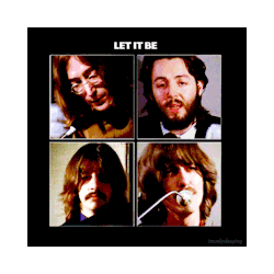 Beatlesin albumin kansi, jossa kaikki 4 jäsentä. Yläpuolella lukee lause ''Let it be''.