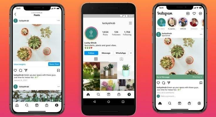 One-Click-to-Whatsapp-Funktion auf Instagram gezeigt in 3 Beispielen