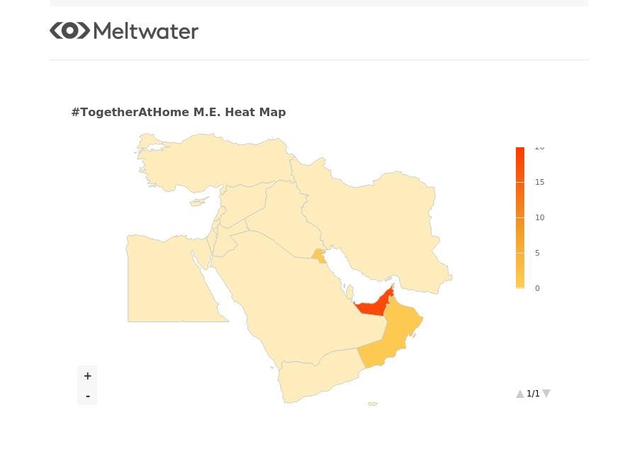 meltwater heat map on #togetherathome in the middle east
