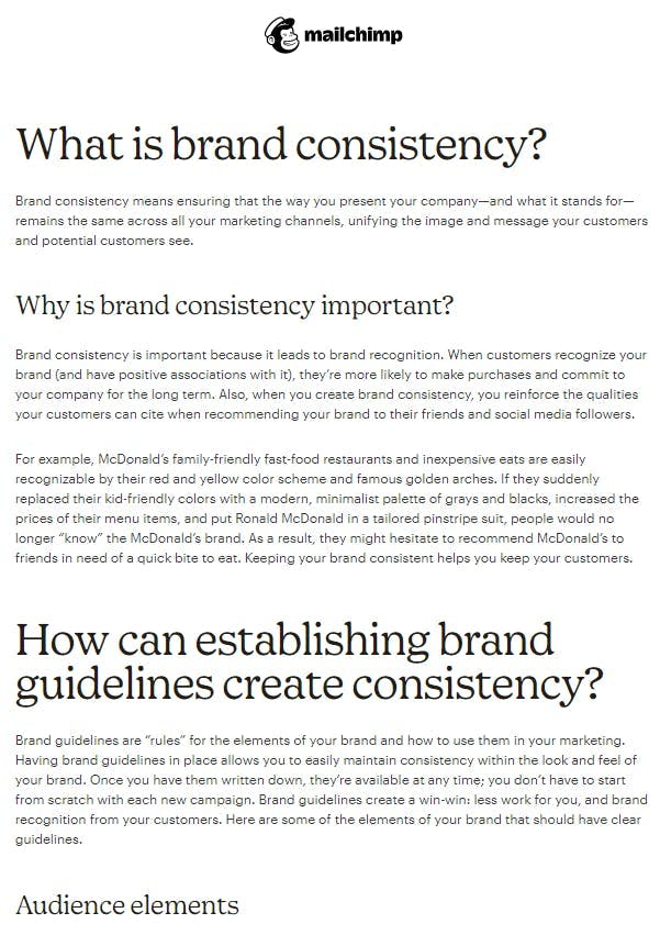 Mailchimp Brand Voice Guide: What is brand consistency?